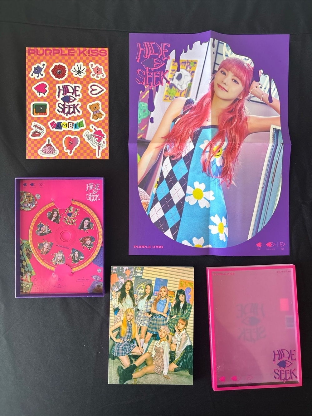 PURPLE KISS Hide & Seek SEEK Version K-Pop CD Album Poster Stickers Import